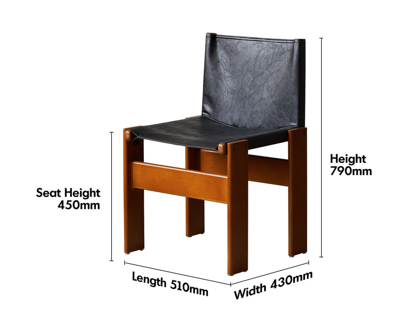 Bauhaus Genuine Leather Dining Chair TANSU Size Chart