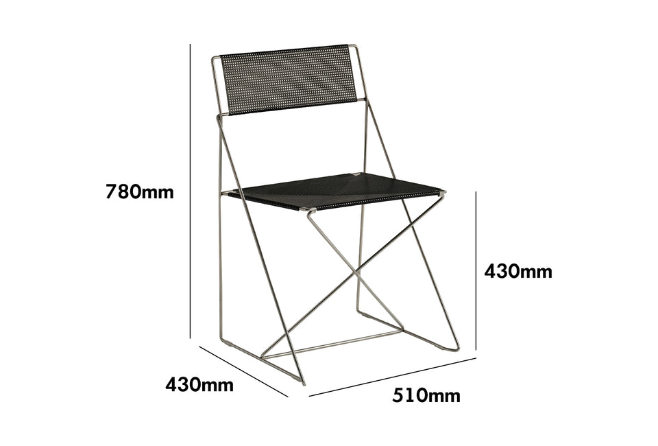 Bauhaus Steel Dining Chair X-LINE Size Chart