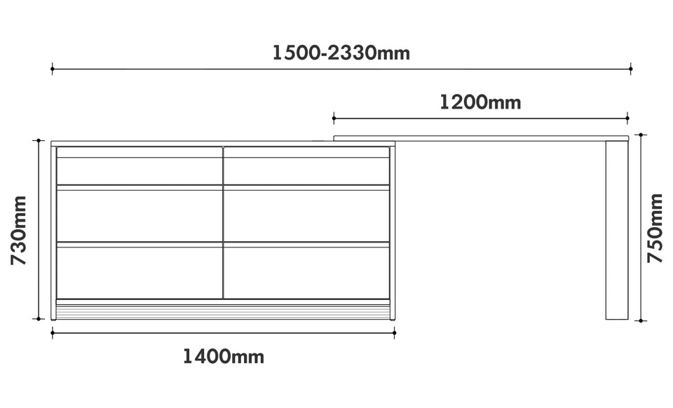 Scandinavian Cherry Wood Dressing Table SHORE Size Chart