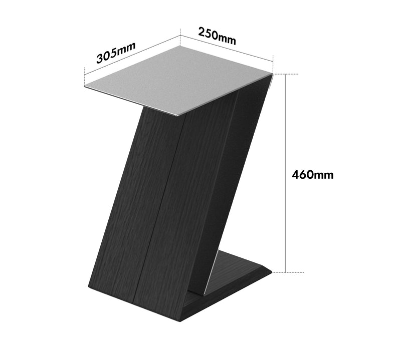 Bauhaus Stainless Steel Side Table ZIG Size Chart