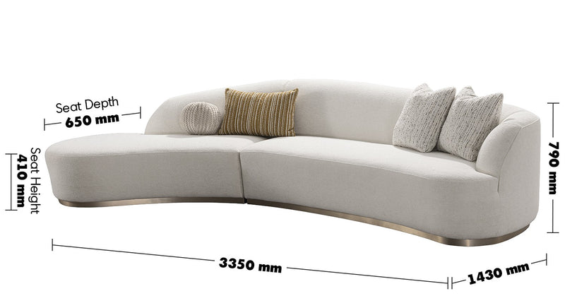 Modern Boucle Fabric Modular L Shape Sectional Sofa 3+L LOOMI Size Chart