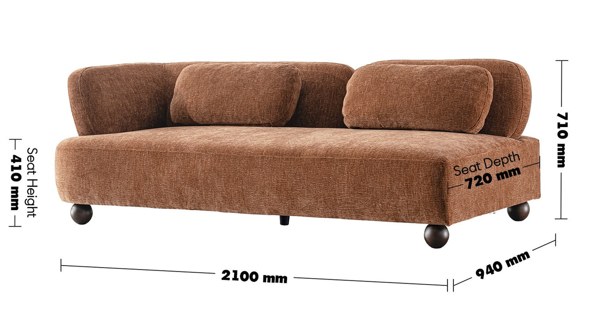 Cream Velvet Fabric Modular Corner 3 Seater Sofa BUBBA Size Chart