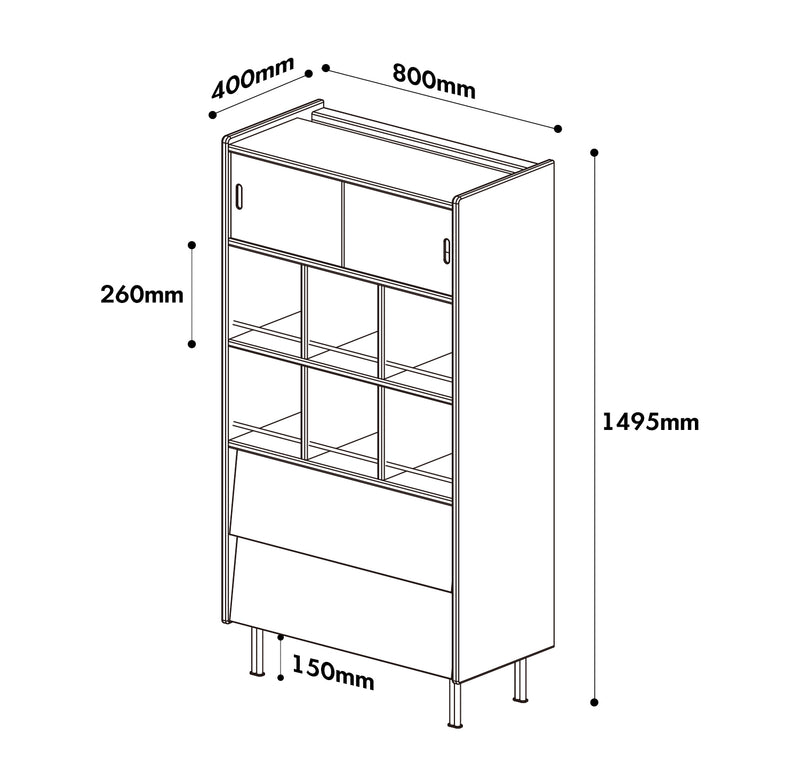 Bauhaus Boxwood Display Cabinet MIES Size Chart