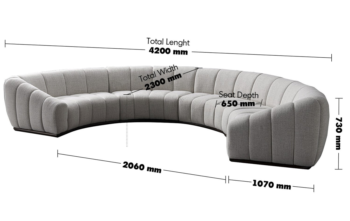 Modern Mixed Weave Fabric Modular Sectional 9 Seater Sofa BENTO Size Chart