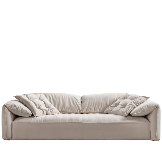 Bauhaus suede fabric 3 seater sofa casablanca in white background.