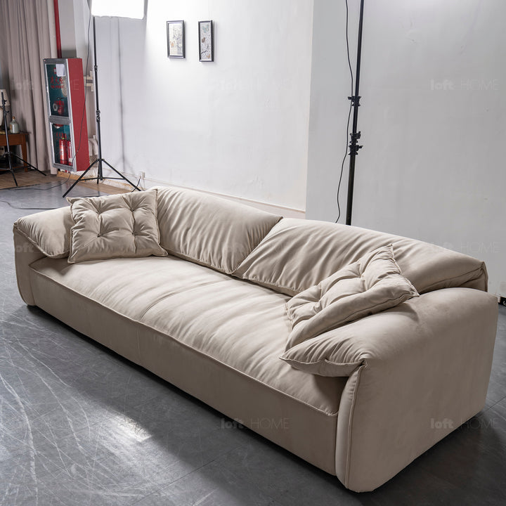 Contemporary suede fabric 4 seater sofa casablanca in panoramic view.