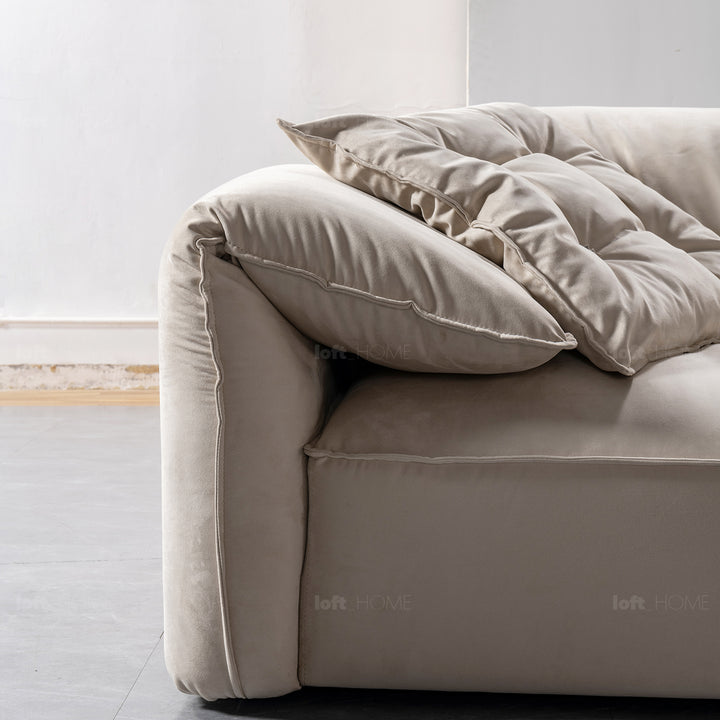 Contemporary suede fabric 4 seater sofa casablanca in details.