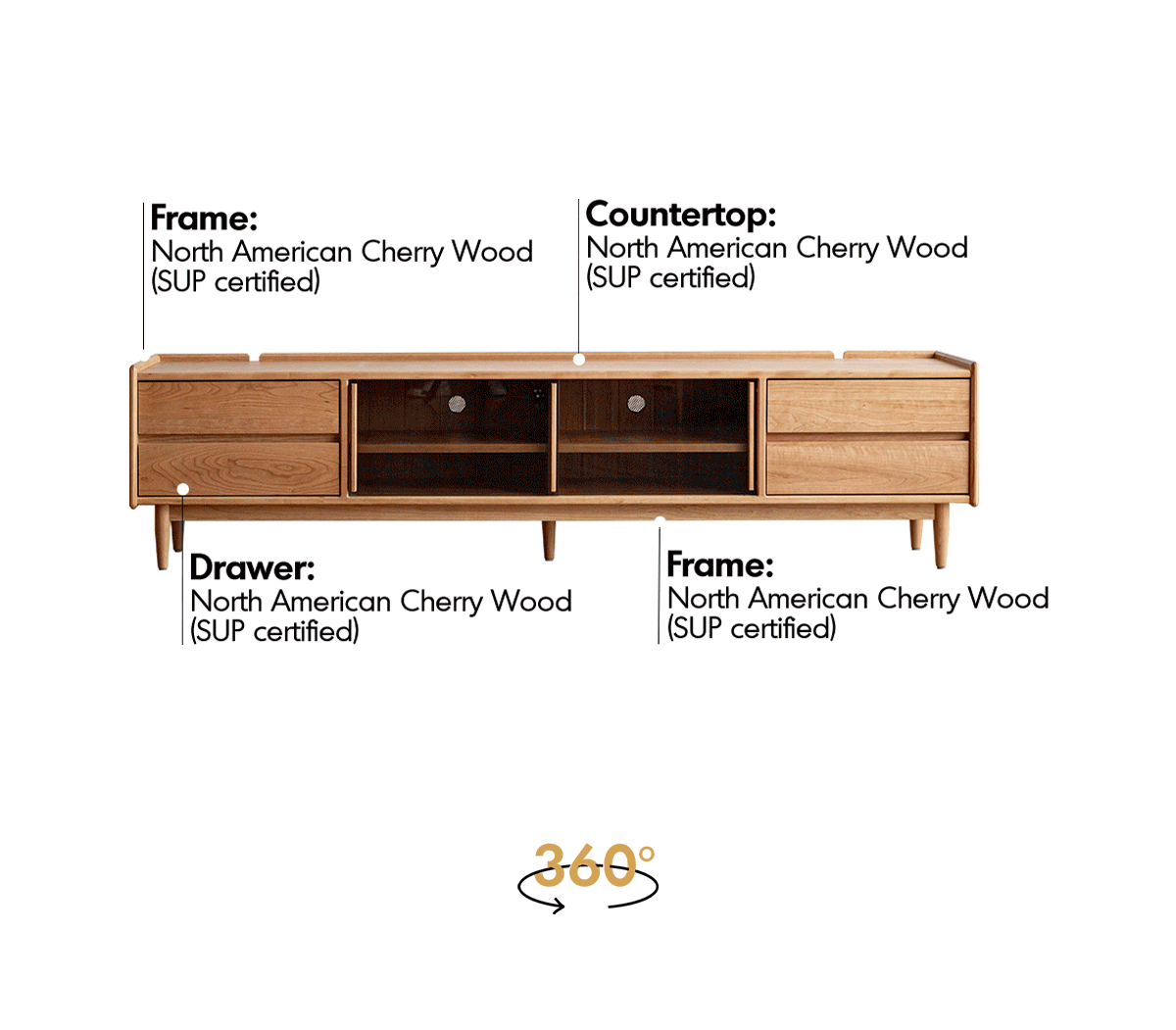Scandinavian Cherry Wood TV Console VISTA Good to Know - 2