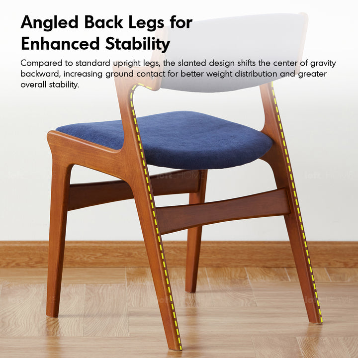Vintage beech wood chenille velvet fabric dining chair zeta detail 10.