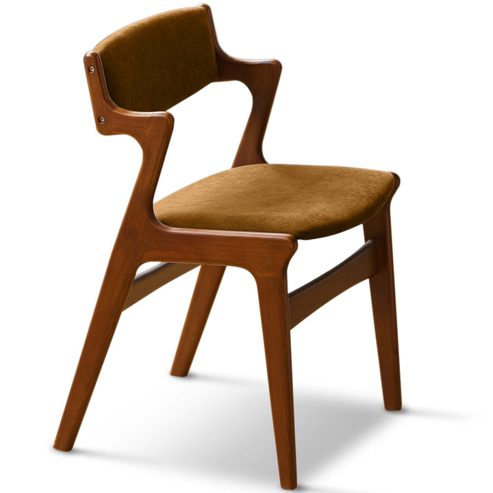 Vintage beech wood chenille velvet fabric dining chair zeta detail 21.