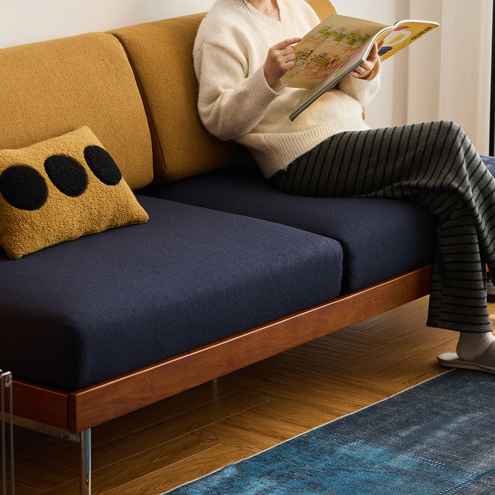 Vintage boucle fabric 3 seater sofa mies conceptual design.
