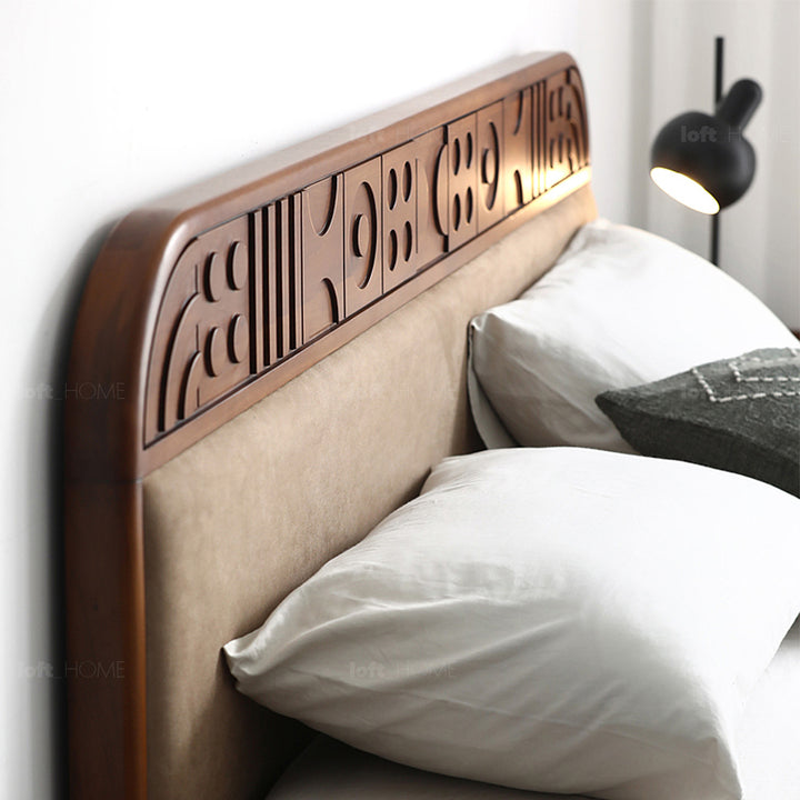 Vintage boxwood bed madrid in close up details.
