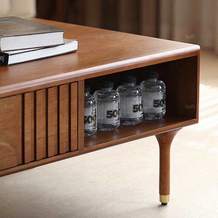 Vintage boxwood coffee table madrid in panoramic view.