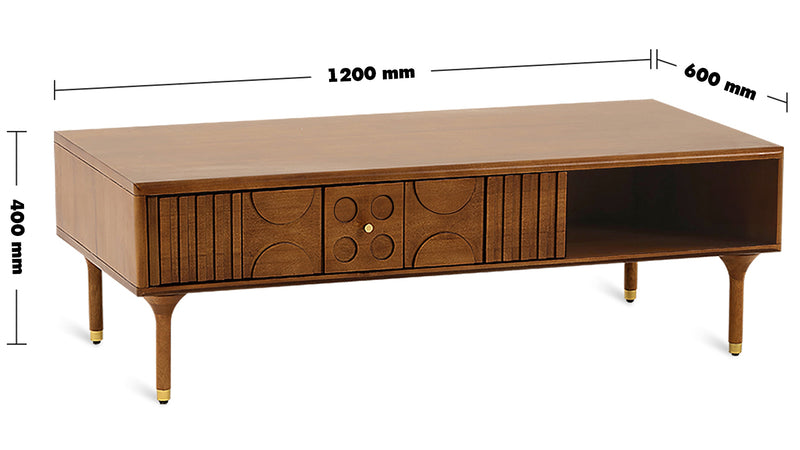 Vintage Boxwood Coffee Table MADRID Size Chart