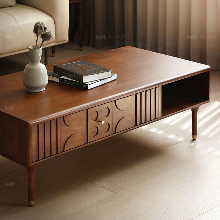 Vintage boxwood coffee table madrid in real life style.