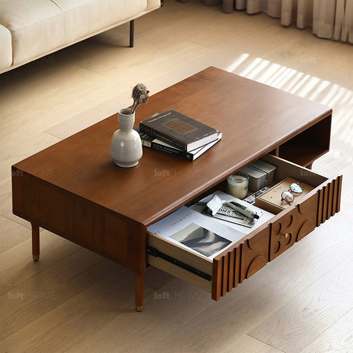 Vintage boxwood coffee table madrid with context.