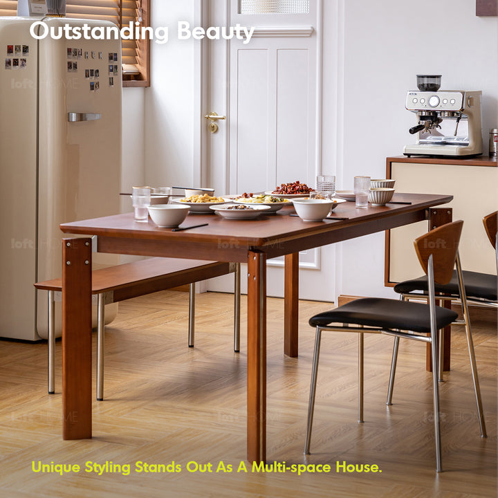 Vintage boxwood dining table essan with context.