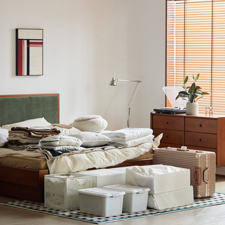 Vintage boxwood electric lift-up storage bed qisu layered structure.