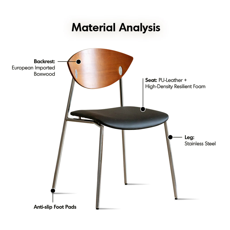 Bauhaus boxwood microfiber leather dining chair bird detail 6.