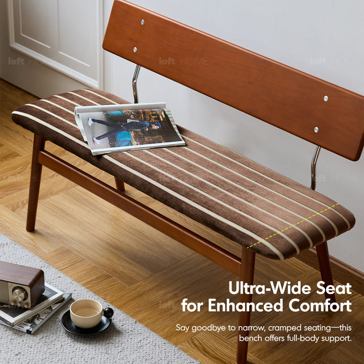 Vintage boxwood mix weave fabric cushion dining bench truffle conceptual design.