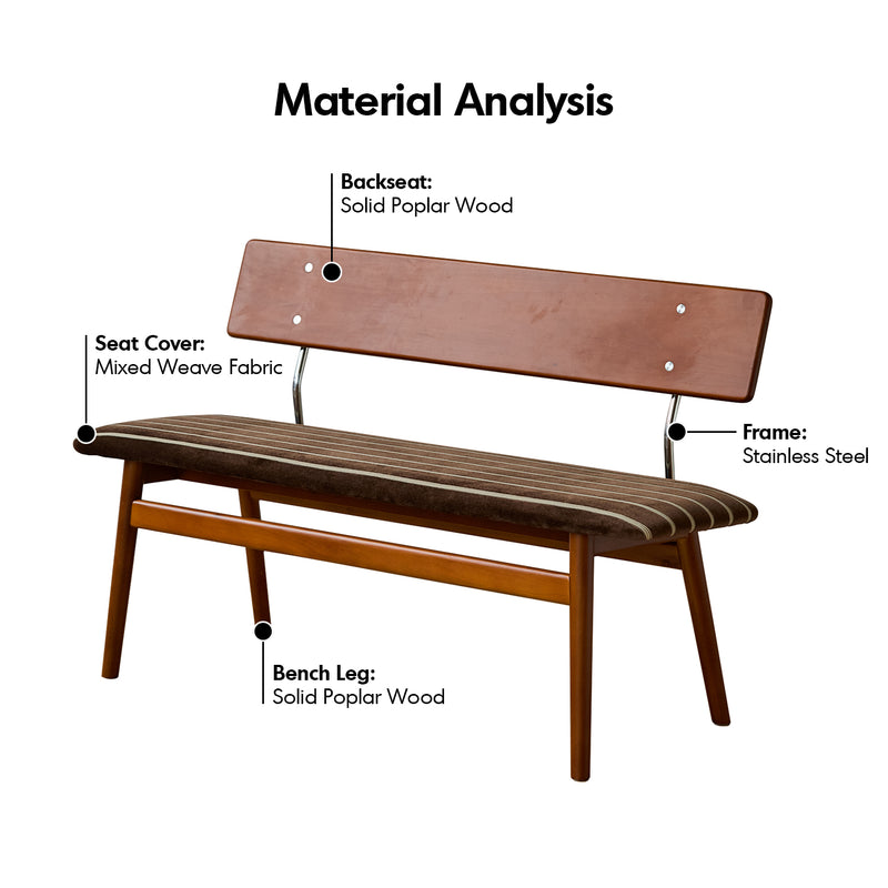 Bauhaus boxwood mix weave fabric cushion dining bench truffle detail 2.
