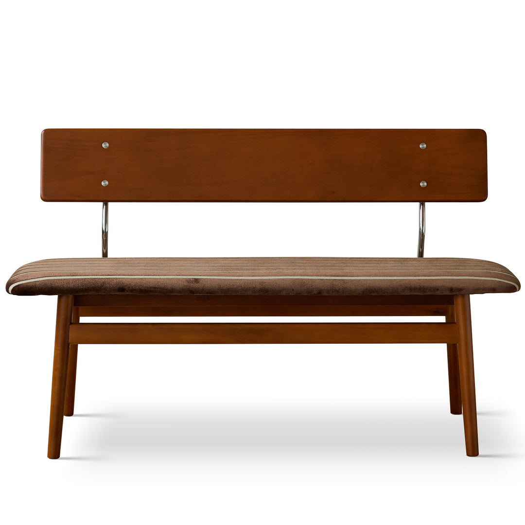 Vintage boxwood mix weave fabric cushion dining bench truffle primary product view.