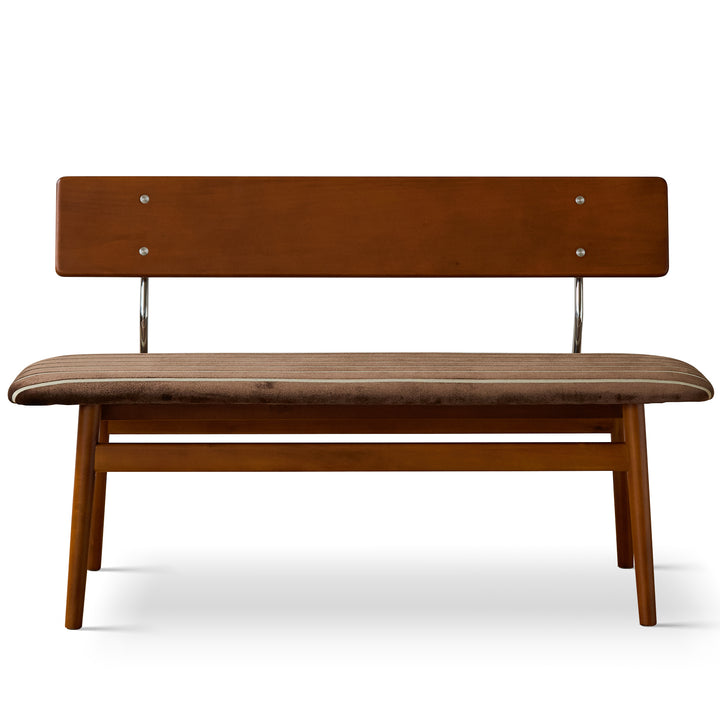 Vintage boxwood mix weave fabric cushion dining bench truffle primary product view.