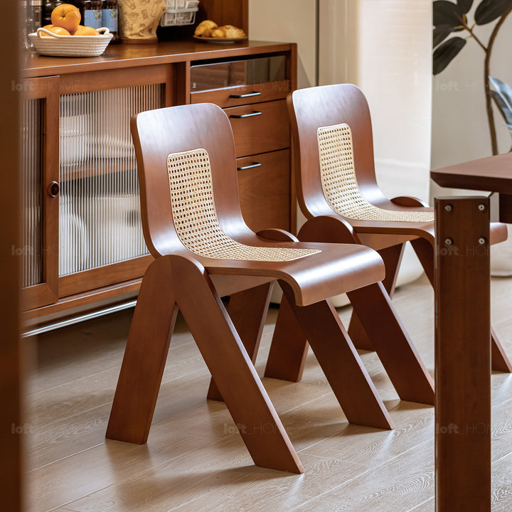 Vintage boxwood rattan dining chair fanko detail 15.