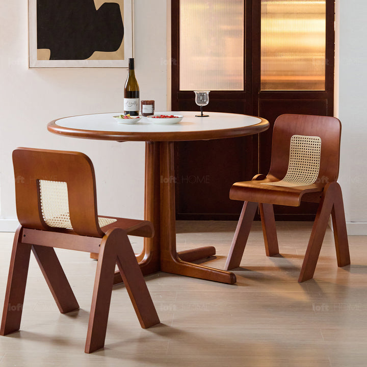 Vintage boxwood rattan dining chair fanko detail 16.
