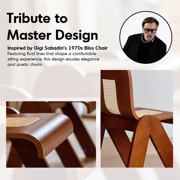 Vintage boxwood rattan dining chair fanko in details.