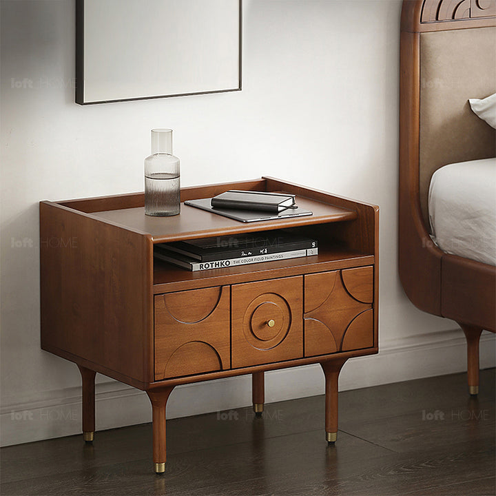 Vintage boxwood side table madrid in real life style.