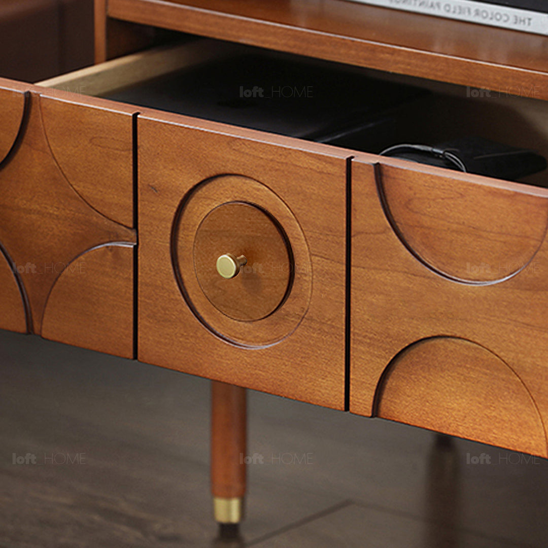 Vintage boxwood side table madrid in close up details.