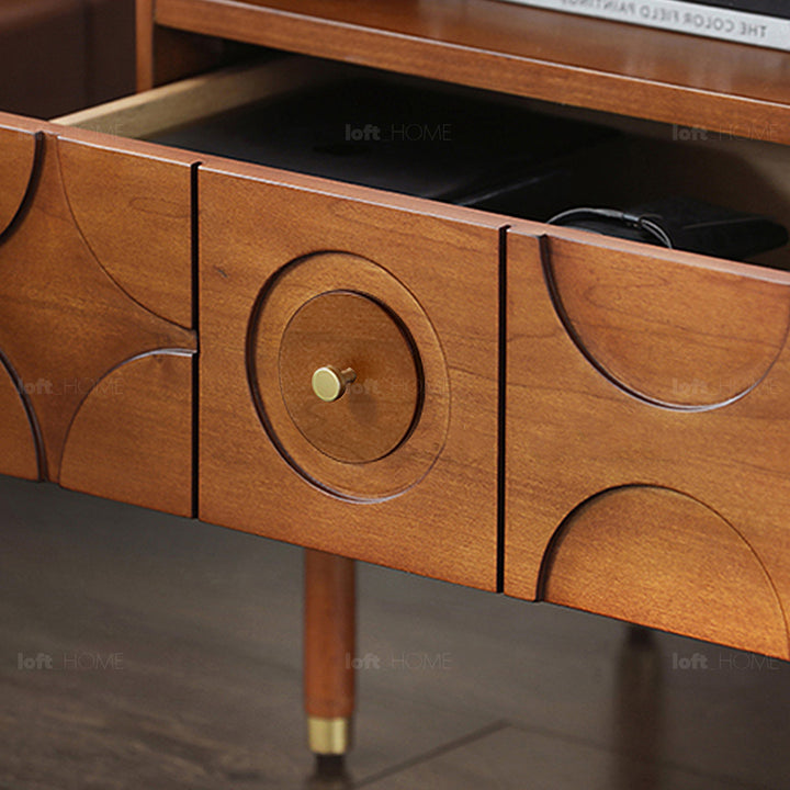 Vintage boxwood side table madrid in close up details.