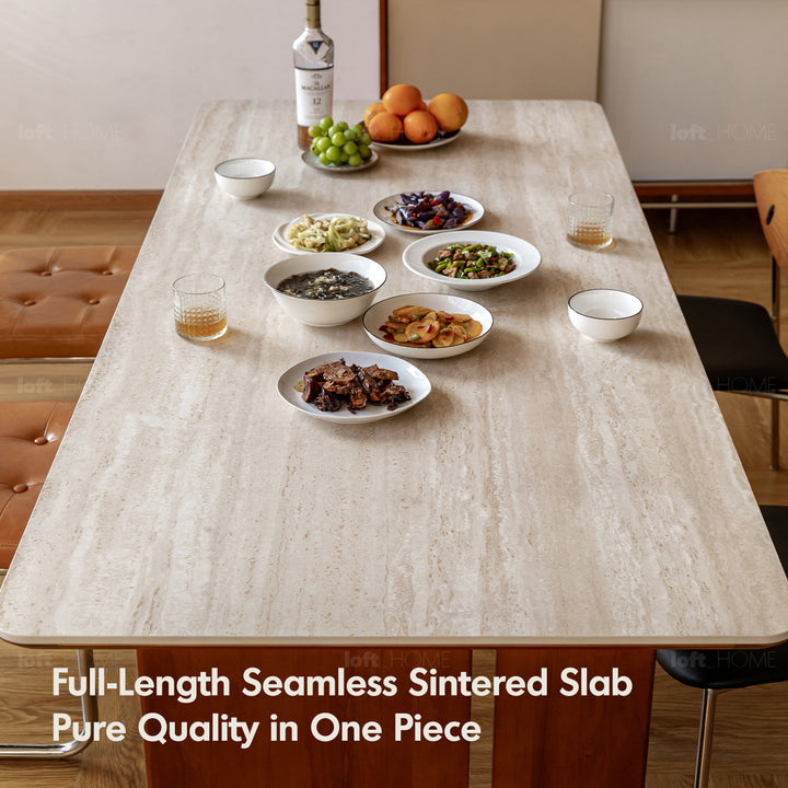 Vintage boxwood sintered stone dining table roma layered structure.