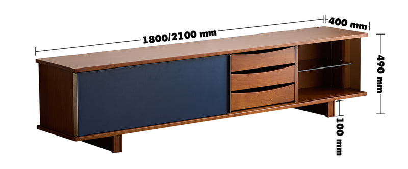 Bauhaus Boxwood Sliding Door TV Console MIST Size Chart