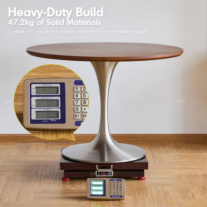 Vintage boxwood stainless steel round dining table tulip layered structure.