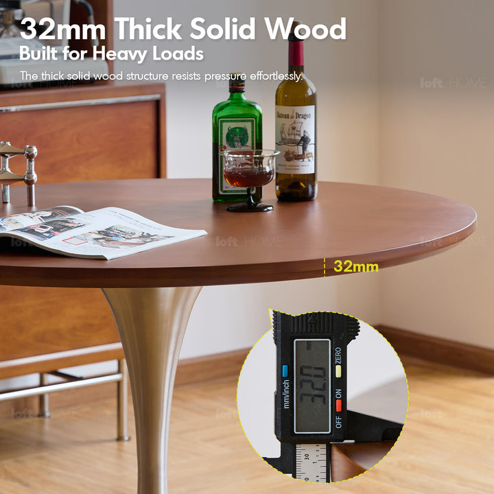 Vintage boxwood stainless steel round dining table tulip detail 4.