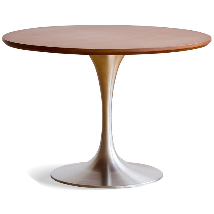 Vintage boxwood stainless steel round dining table tulip primary product view.