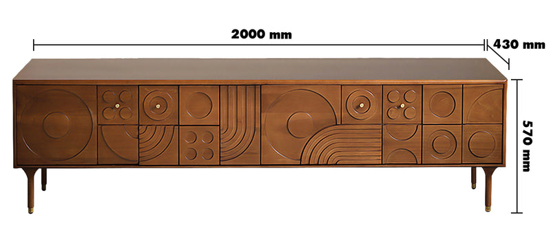 Vintage Boxwood TV Console MADRID Size Chart