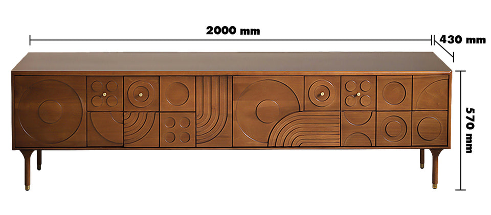 Vintage Boxwood TV Console MADRID Size Chart
