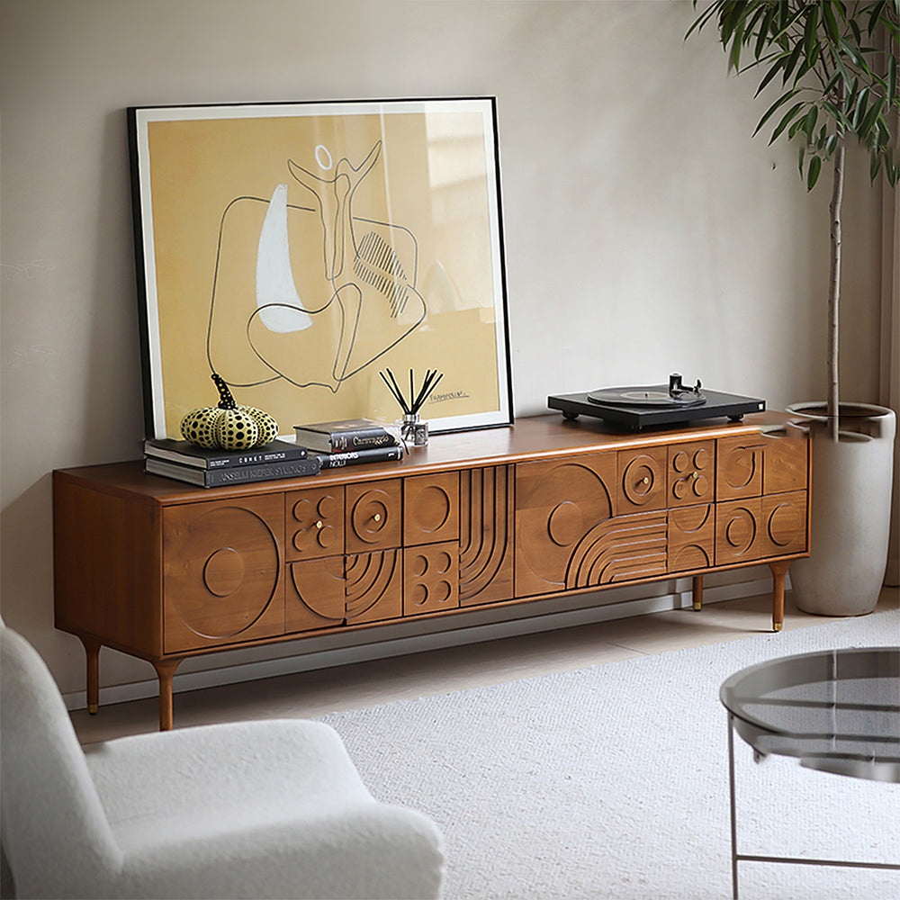 Vintage boxwood tv console madrid primary product view.