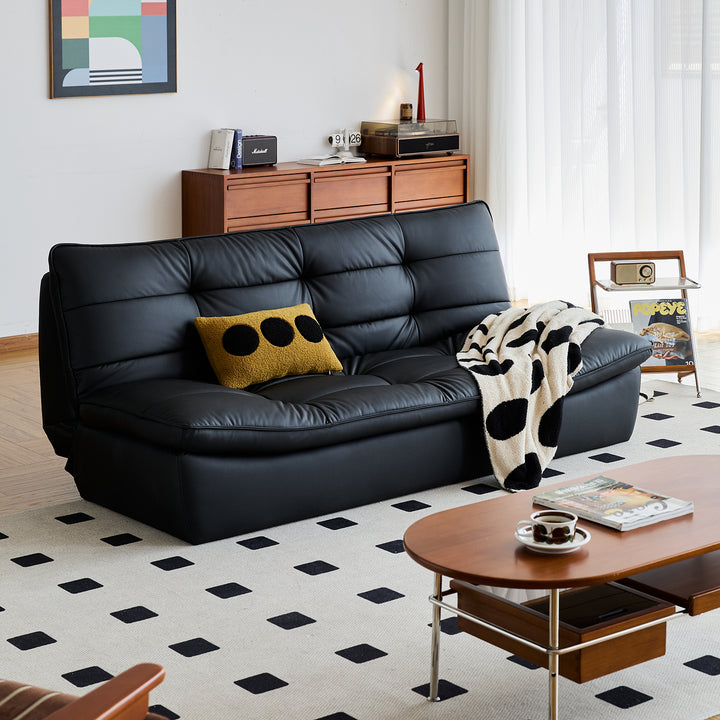 Vintage microfiber leather 3 seater sofa bed lie flat primary product view.