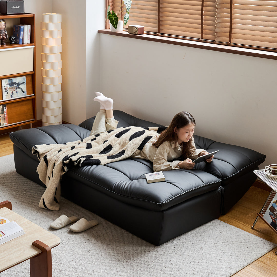 Vintage microfiber leather 3 seater sofa bed lie flat situational feels.