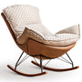 Vintage Mixed Weave Fabric Rocking Chair 1 Seater Sofa With Ottoman EGGSHELL