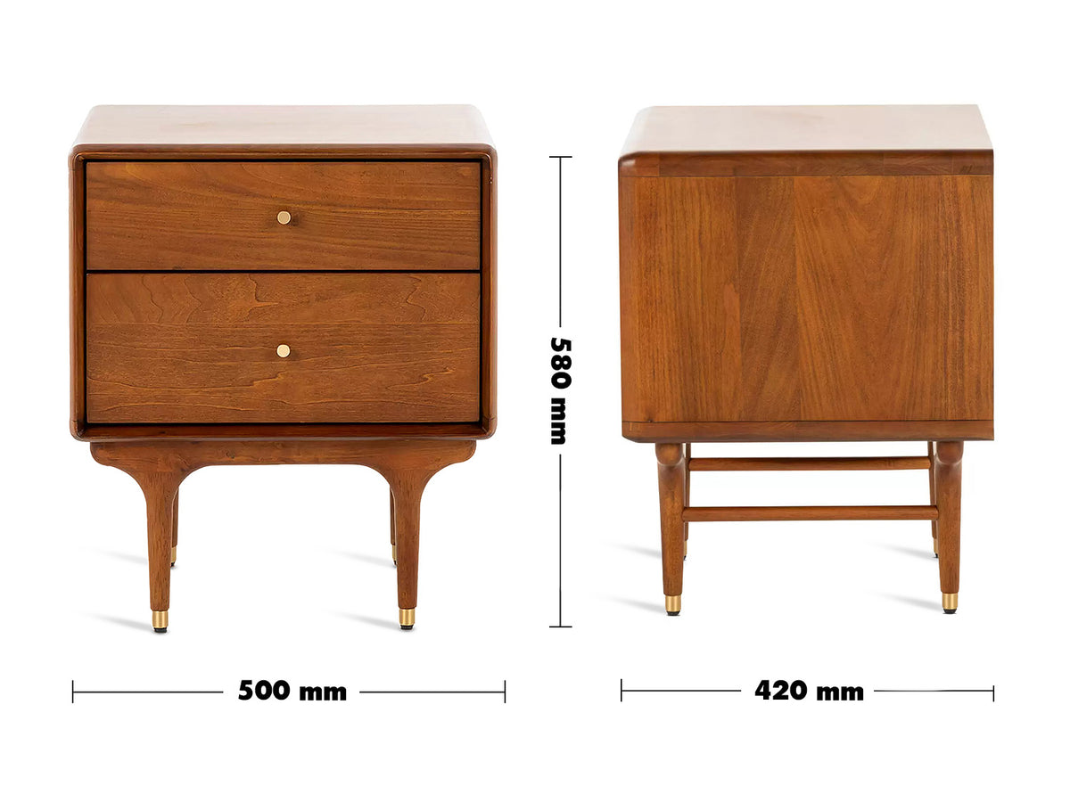 Vintage Oak Wood Side Table NOVA Size Chart