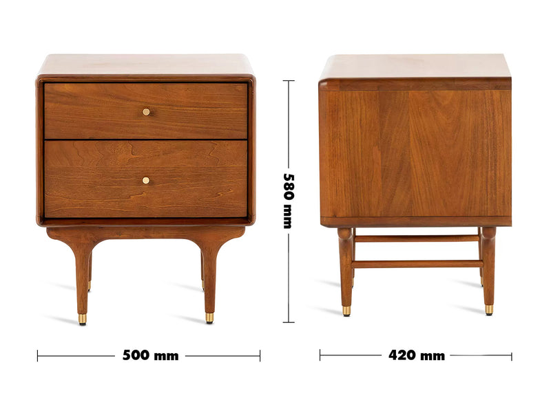 Vintage Oak Wood Side Table NOVA Size Chart