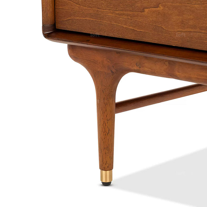 Vintage oak wood side table nova in details.