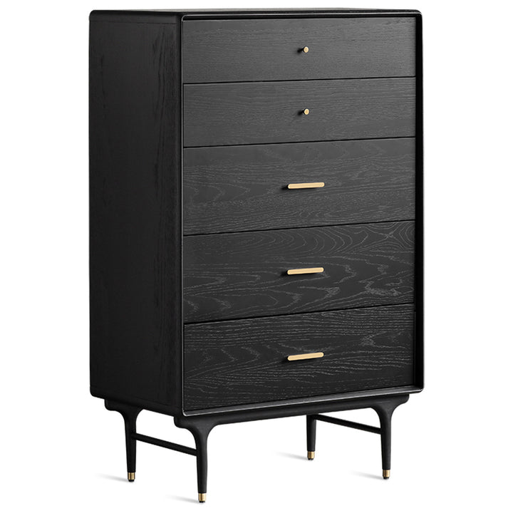 Vintage oak wood storage 5 drawer cabinet nova detail 3.