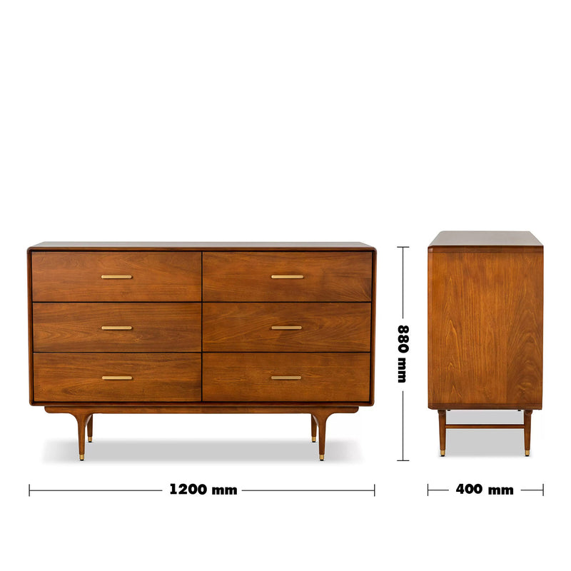 Vintage Oak Wood Storage 6 Drawer Cabinet NOVA Size Chart