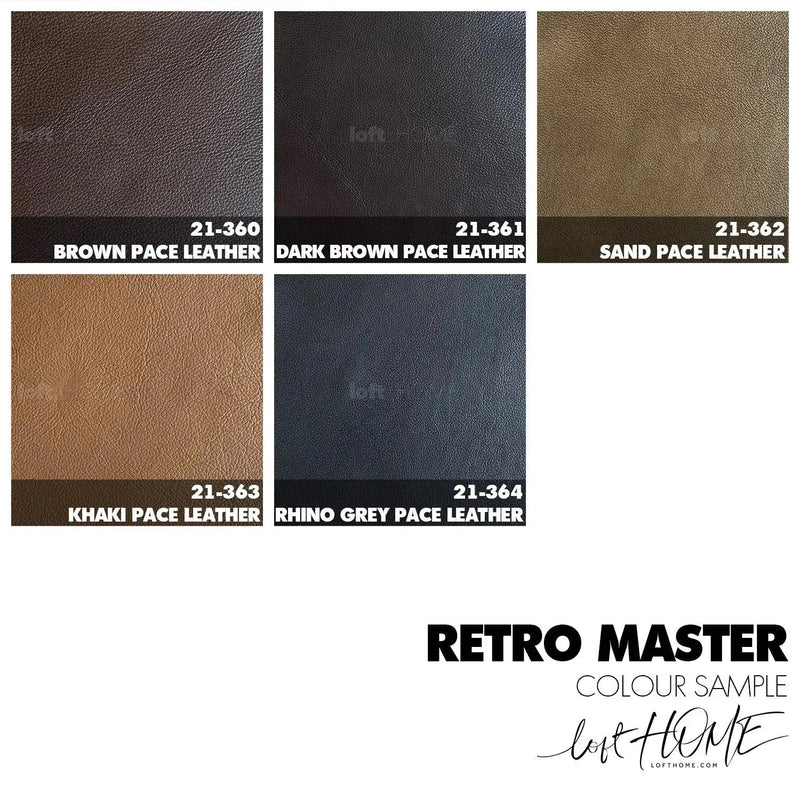 Minimalist genuine leather 3 seater sofa finesse leather color swatches.